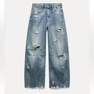 Zara Light Blue Distressed Boyfriend Jeans